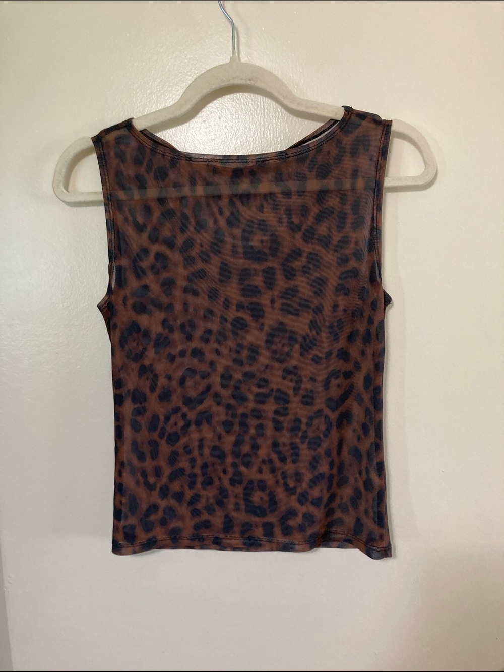 Brown Leopard Mesh Tank Top for Women